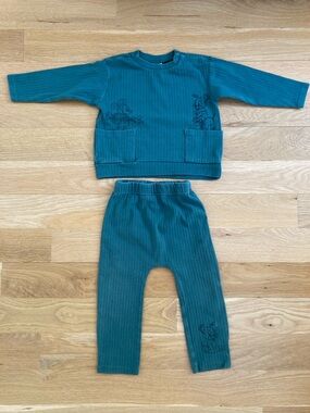Baby Disney Green Ribbed Two-Piece Matching Set 18mo
